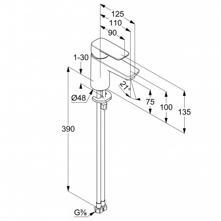 Смеситель для раковины Kludi Pure&Style 400283975 черный матовый