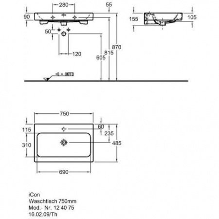 Раковина Geberit (Keramag) iCon 124090000 Белая