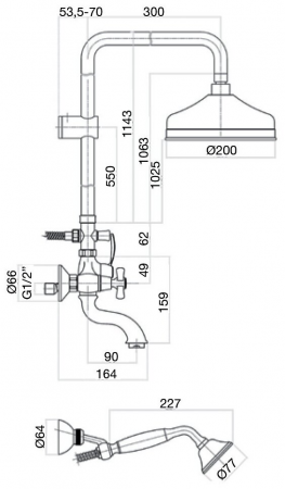 Душевая стойка Webert Armony AM721208065 бронза