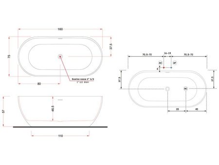 Ванна отдельностоящая Gruppo Treesse Cilvia 170 иск. камень, белый глянцевый