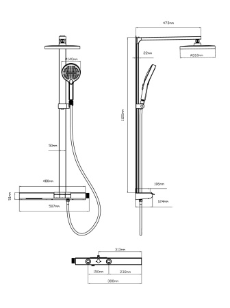 Душевая стойка со смесителем Vincea Aspire VSFS-4AS1MB черный матовый