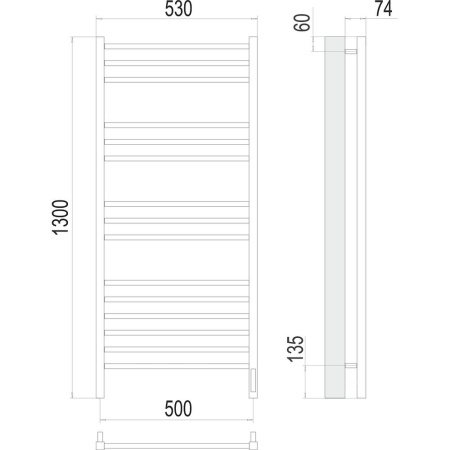 Полотенцесушитель электрический Terminus Сицилия П15 50х130