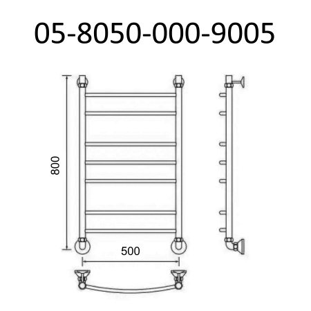 Полотенцесушитель водяной Маргроид Вид 5 80х50 черный матовый
