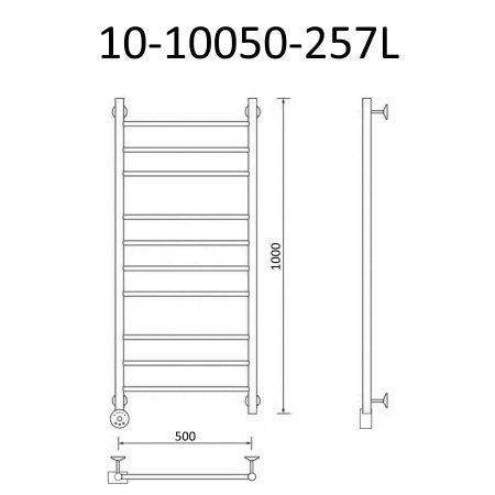Полотенцесушитель электрический Маргроид Вид 10 100х50 хром