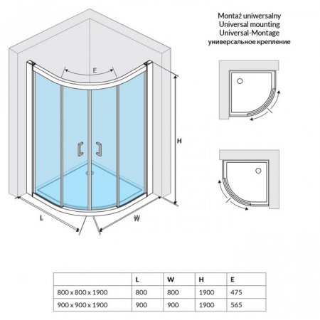 Душевой угол Excellent 201 80x80x190 профиль хром, стекло прозрачное