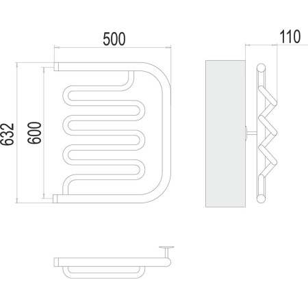 Полотенцесушитель водяной Terminus Фокстрот-Лиана (1") 60х50