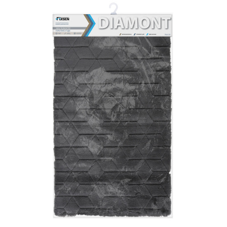 Коврик для ванной 1-ый Fixsen DIAMONT, FX-9050V, графит, 70х120 см
