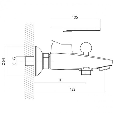 Смеситель для ванны с душем Cersanit CARI 63026 хром