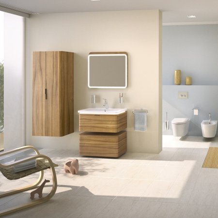 Тумба с раковиной Vitra Nest Trendy 80 подвесная 1 ящик Натуральное дерево