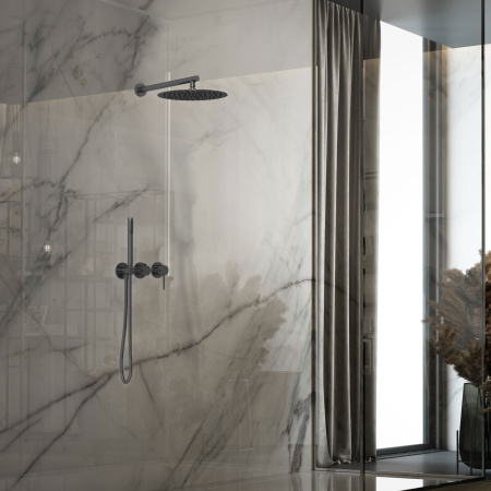 Встраиваемая душевая система со смесителем Vincea Groove VSFW-4G01GM вороненая сталь