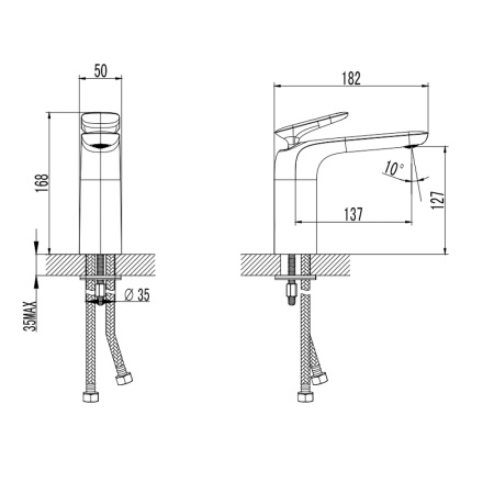 Смеситель для раковины AQUAme Como AQM6510MB черный матовый