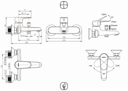 Смеситель для ванны с душем Bravat Alfa F6120178CP-01 хром