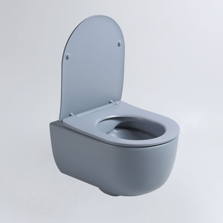 Унитаз подвесной безободковый Vincea Evo VT1-34SMO голубой матовый, с сиденьем микролифт