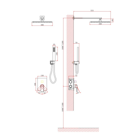 Душевая система встраиваемая D&K Bayern.Liszt DA1515705A04, черный