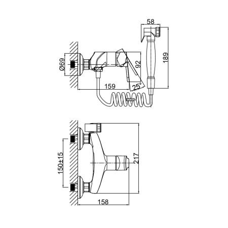 Гигиенический душ со смесителем D&K Rhein DA1394541, хром