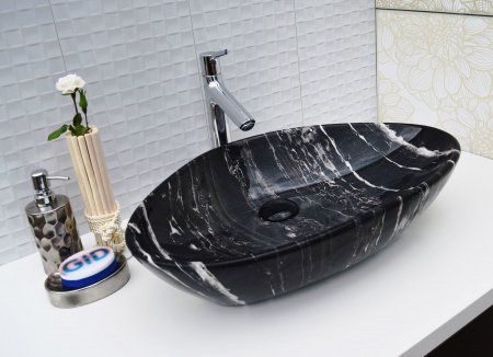 Раковина накладная 59см Gid Mnc206 чёрный/белый