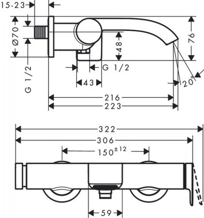 Смеситель для ванны Hansgrohe Vivenis 75420700 белый матовый