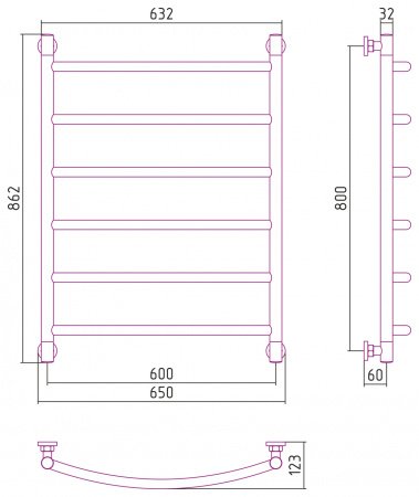 Полотенцесушитель водяной Сунержа Галант+ 80х60 золото матовое