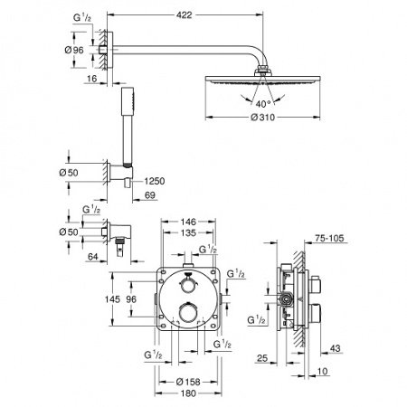 Встраиваемая душевая система Grohe Grohtherm 34731000 хром