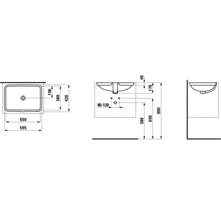 Раковина встраиваемая снизу 55см Laufen Pro S 8.1196.3.000.109.1 белый