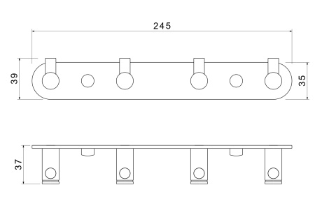 Планка с 4 крючками Aquatek Европа AQ4123MB черный матовый