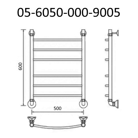 Полотенцесушитель водяной Маргроид Вид 5 60х50 черный матовый