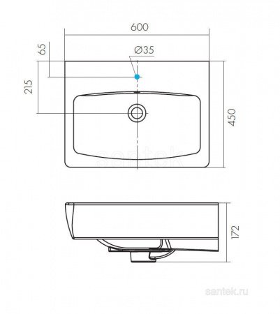 Раковина Santek Нео 60 отверстие под смеситель 1WH302186