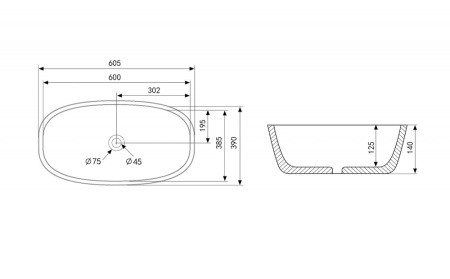 Раковина накладная 60,5см ABBER RECHTECK AC2206MW белый матовый