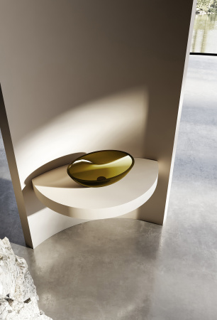 Раковина накладная прозрачная ABBER Kristall AT2802Vesuvian оливковая