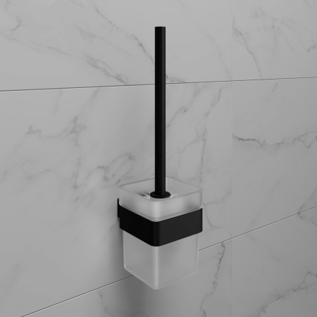 Ёршик для унитаза Lemark SMOOTH LINE 9762020 с держателем, чёрный матовый