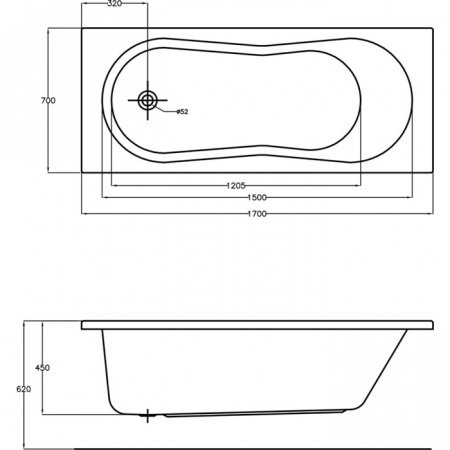 Ванна прямоугольная Cersanit NIKE 170x70