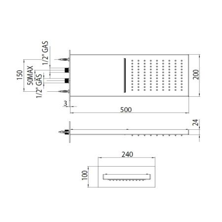Верхний душ Bossini Manhattan I00570.073 черный матовый