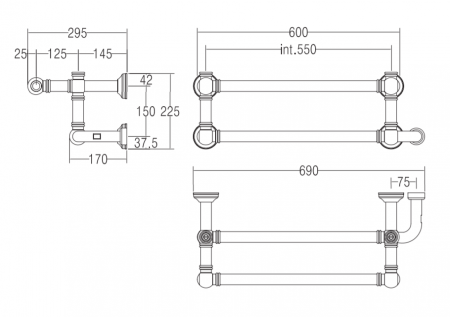Полотенцесушитель электрический Margaroli Armonia 95925502CRBP 22,5х69см хром