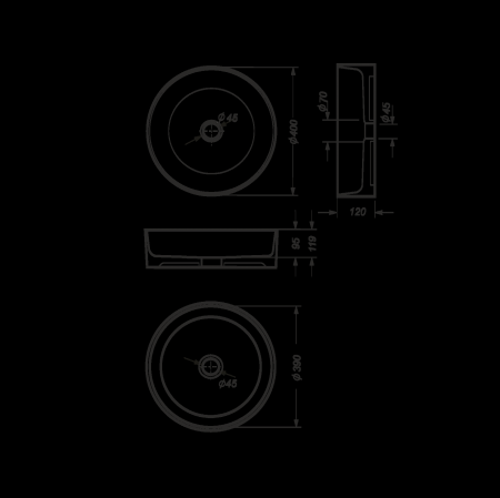 Раковина накладная 40см Sanita Luxe Best BST40SLWB01S белый