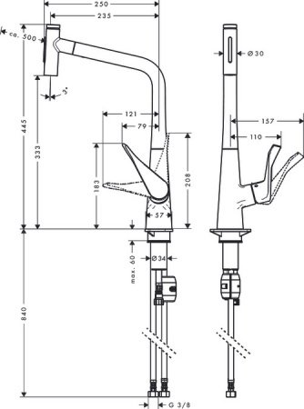 Смеситель для кухни Hansgrohe Metris Select M71 73820000 хром