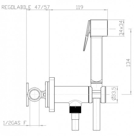 Гигиенический душ со смесителем Bossini Cube Brass E38003B.073 черный матовый