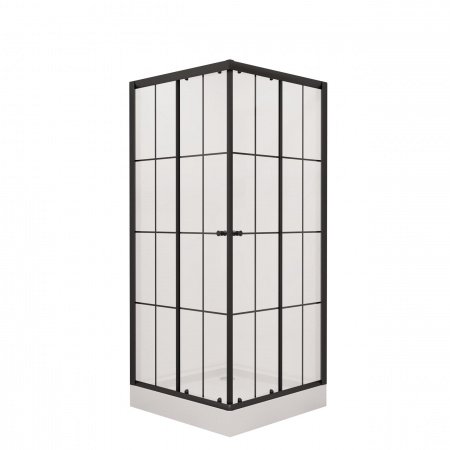 Душевой угол Niagara NG-0190-14 90x90x195 профиль черный, стекло с узором