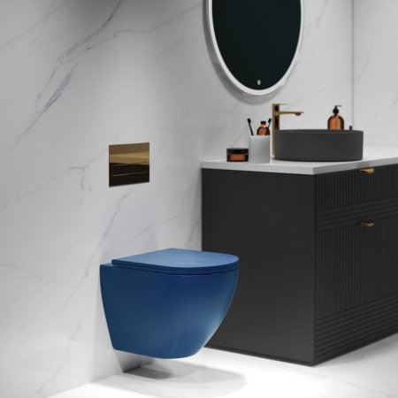 Унитаз подвесной Grossman GR-4455BLMS синий матовый, с сиденьем микролифт