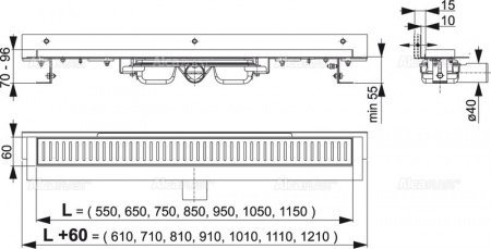 Душевой лоток AlcaPlast APZ104-550 с опорами