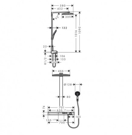 Душевая стойка Hansgrohe Rainmaker Select 27109400 хром;белый