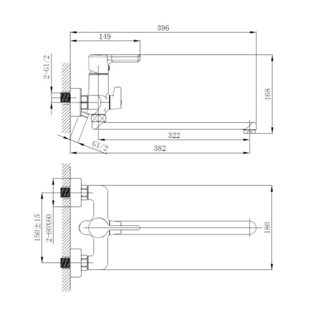 Смеситель для ванны Haiba HB22814, хром
