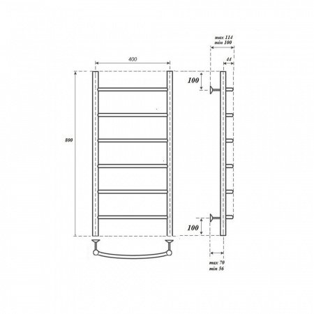 Полотенцесушитель водяной Point Афина PN04148 П6 400x800, хром