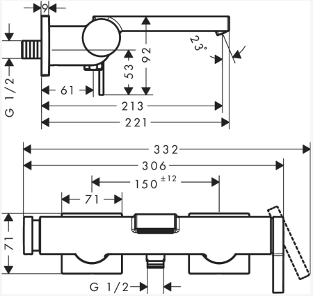 Смеситель для ванны Hansgrohe Tecturis E 73420670 черный матовый
