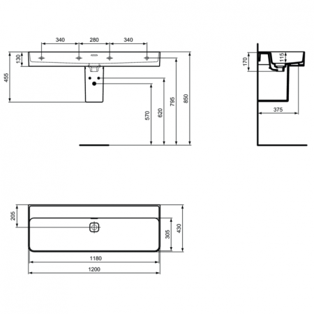 Раковина 120 см Ideal Standard STRADA II T364101