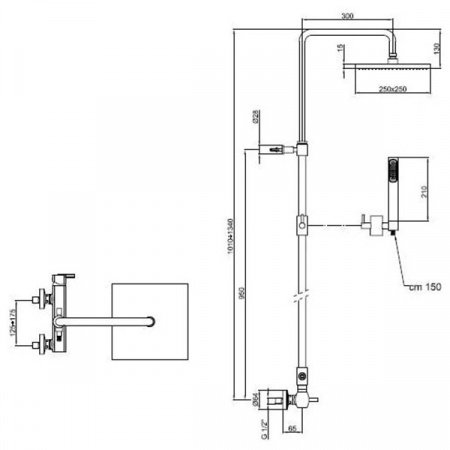 Душевая стойка Webert Azeta AZ870110015METAL хром