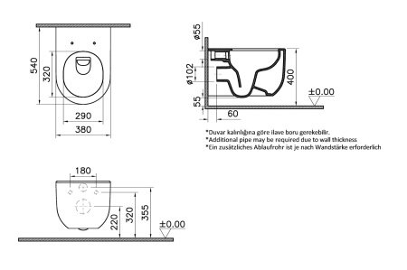 Унитаз подвесной безободковый Vitra Liquid 7321B403-0075 белый, без сиденья