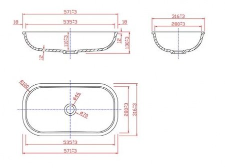 Раковина накладная 57,1см MonteBianco Loreto Sesto 13217 белый матовый