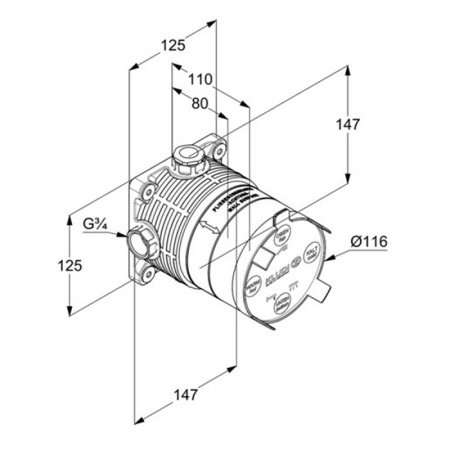 Встраиваемая душевая система с термостатом Kludi Zenta 389300545 хром