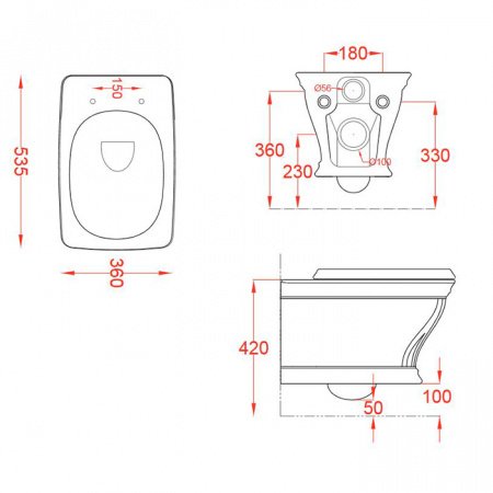 Унитаз подвесной ArtCeram Civitas CIV001 03;00 черный, без сиденья