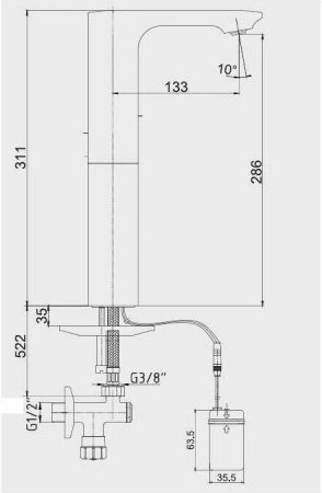 Смеситель для раковины E.C.A Photoscell 108108036EX хром